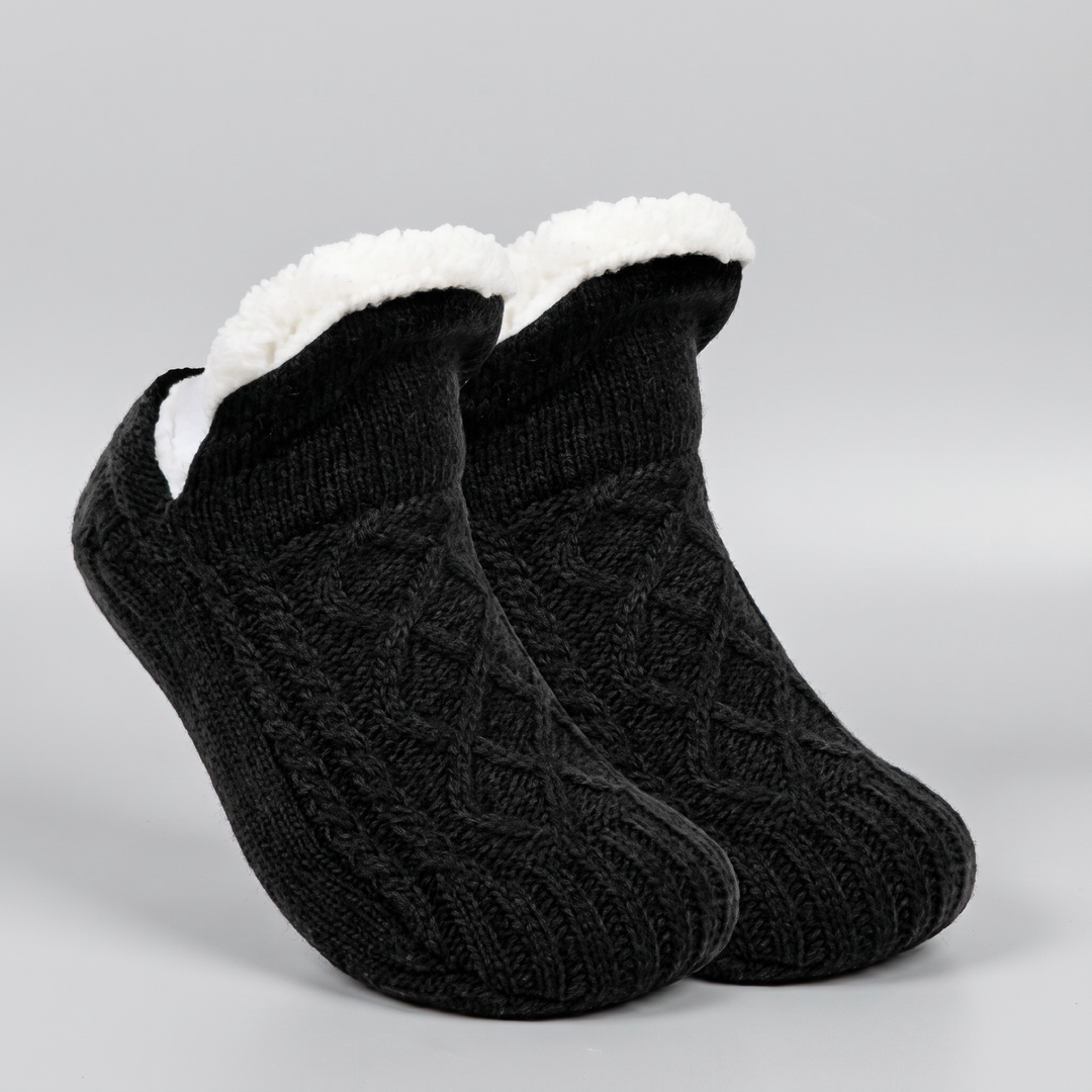 Fleece Knitted Slippers | Fleece-Lined Comfort for Women