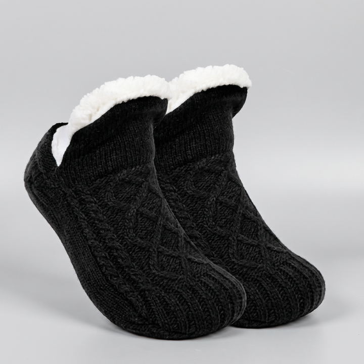 Fleece Knitted Slippers | Fleece-Lined Comfort for Women