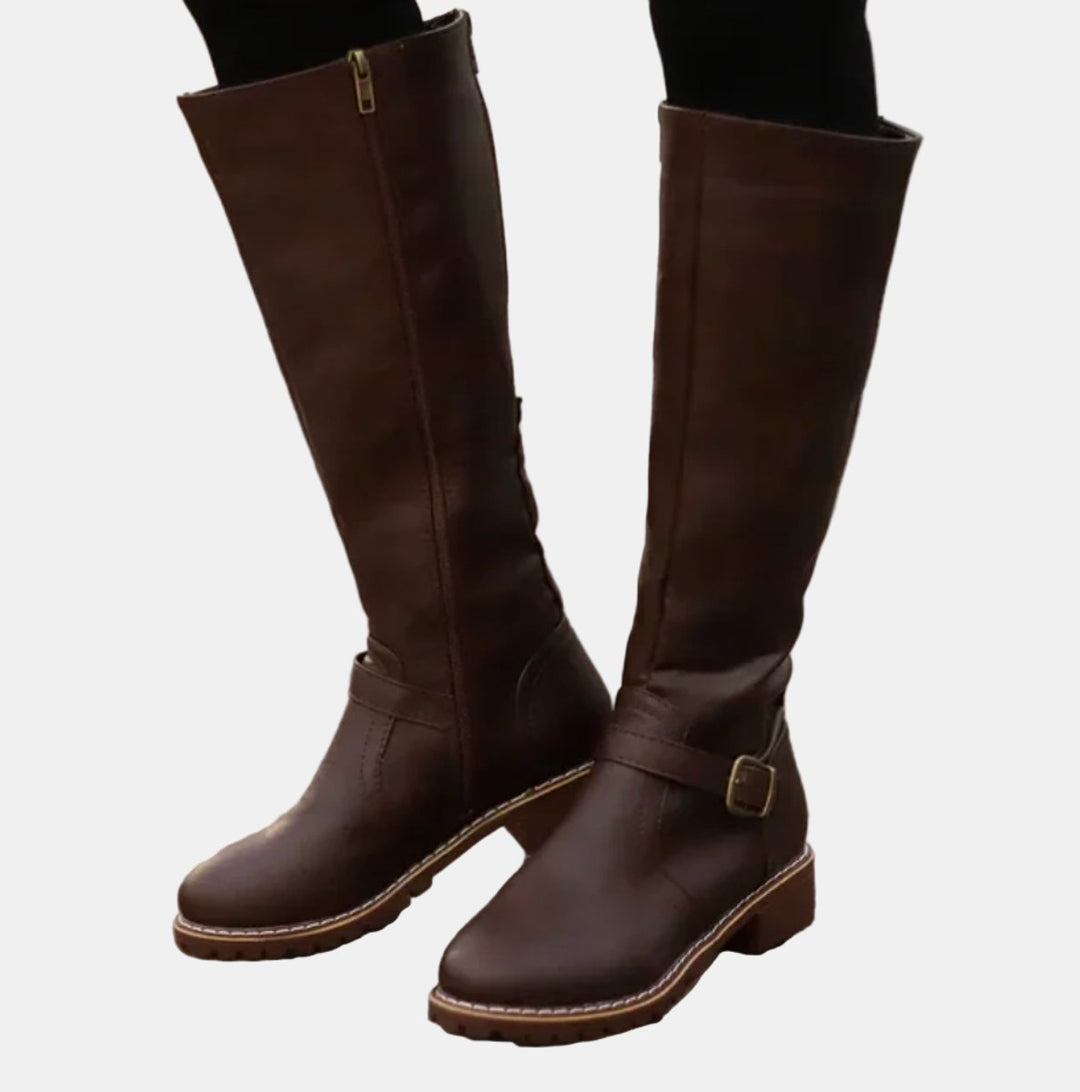 Julia | Elegant Buckle Detail Knee High Boots