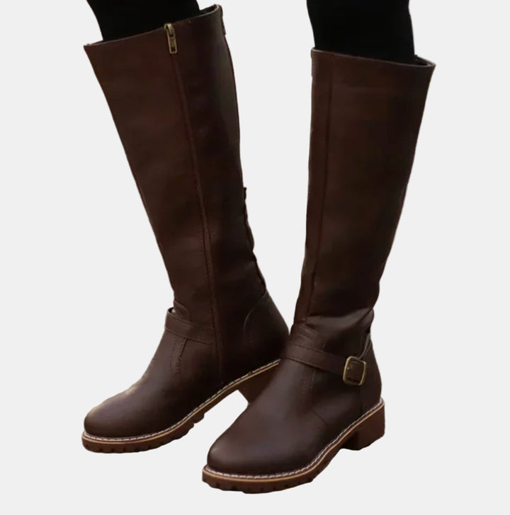 Julia | Elegant Buckle Detail Knee High Boots