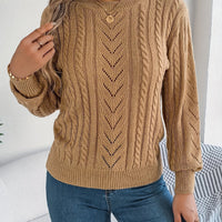 Emma | Elegant and Versatile Cable Knit Openwork Sweater