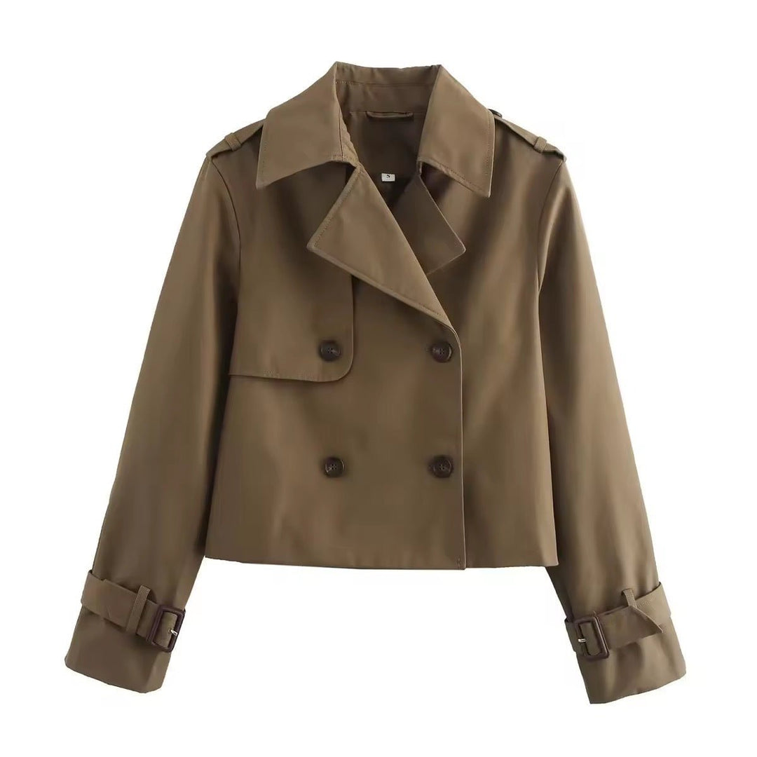 Madeline | Modern Cropped Double-Breasted Trench Coat
