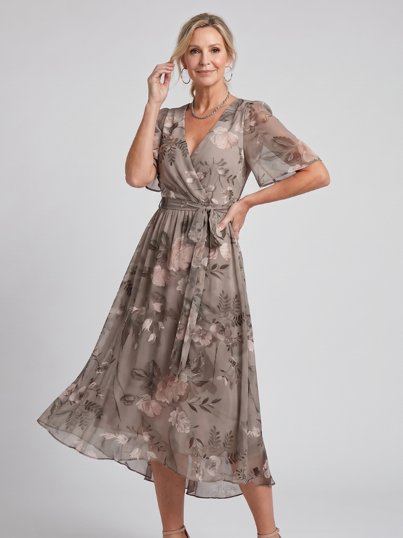 Mirabel | Midi Dress – Flutter Sleeve Floral Print for Women