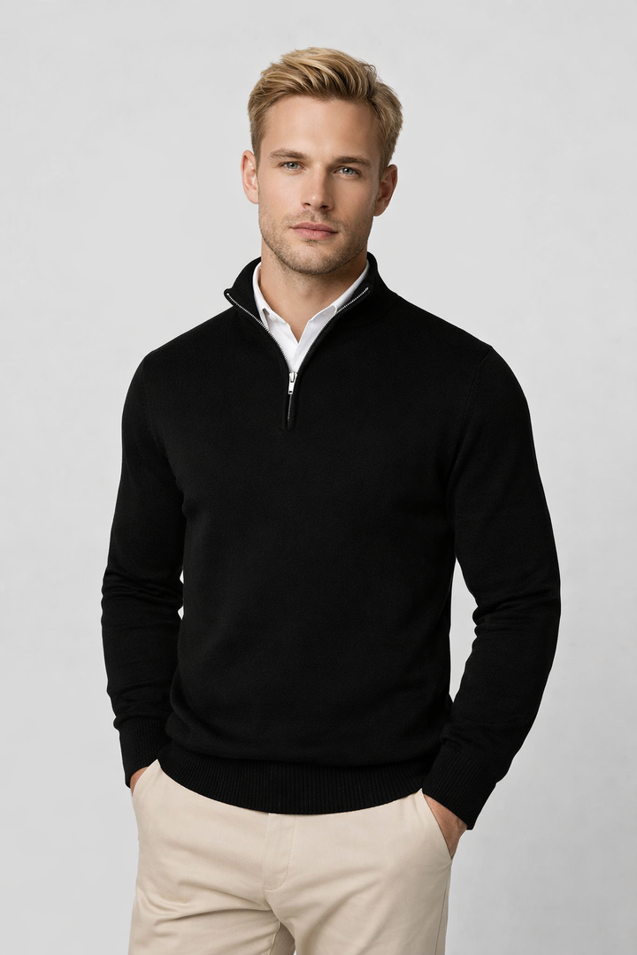 Clark | Modern Half Zip High Neck Knit Sweater