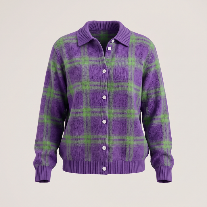 Clara | Plaid Cardigan – Cozy Knit Style for Women