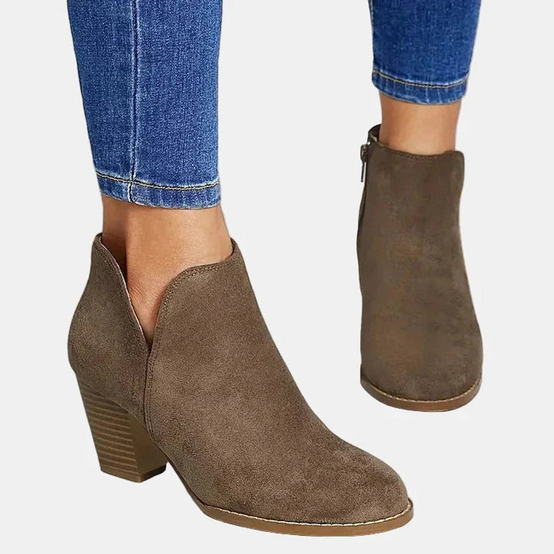 Patricia | Refined Suede Ankle Boots with a Supportive Block Heel