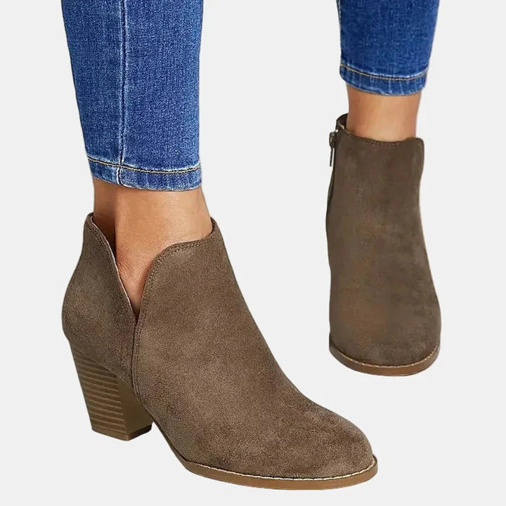 Patricia | Refined Suede Ankle Boots with a Supportive Block Heel