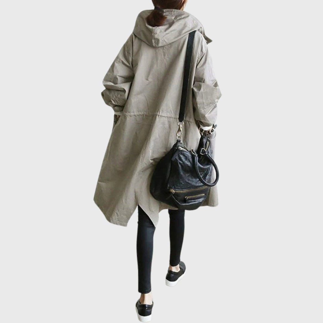 Ava | Stylish Long Water-Resistant Hooded Trench Coat