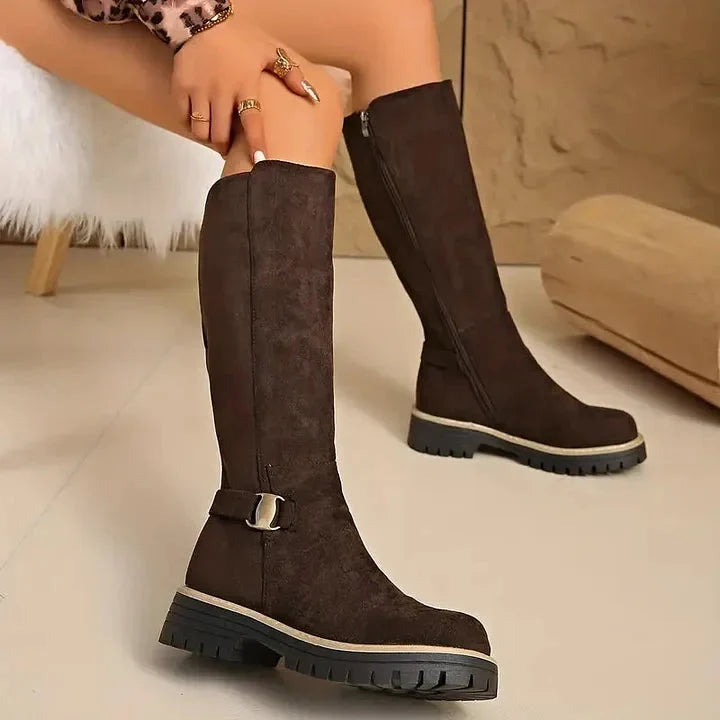 Lucy | Sophisticated Buckle Detail Knee High Boots