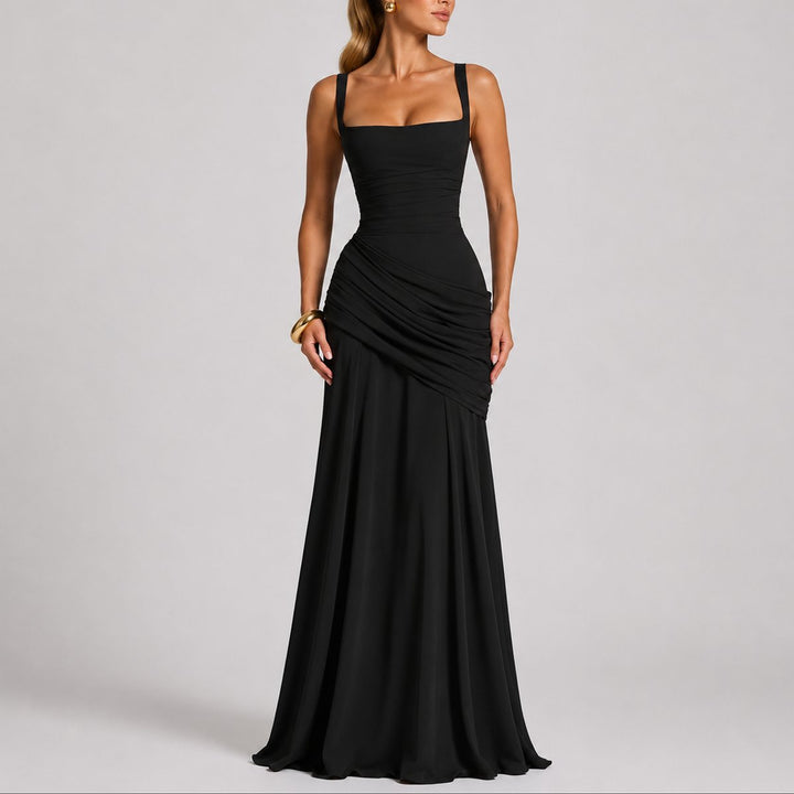 Daisy | Fall Wedding Ruched Square-Neck Maxi Dress