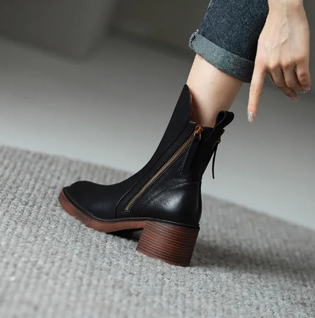 Amelia | Timeless Smooth Leather Ankle Boots