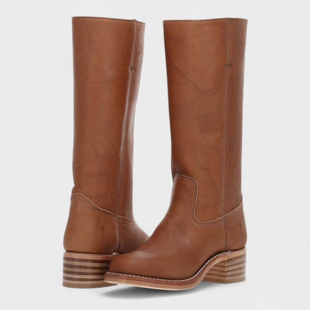 Christina | Western-Inspired Leather Knee High Boots