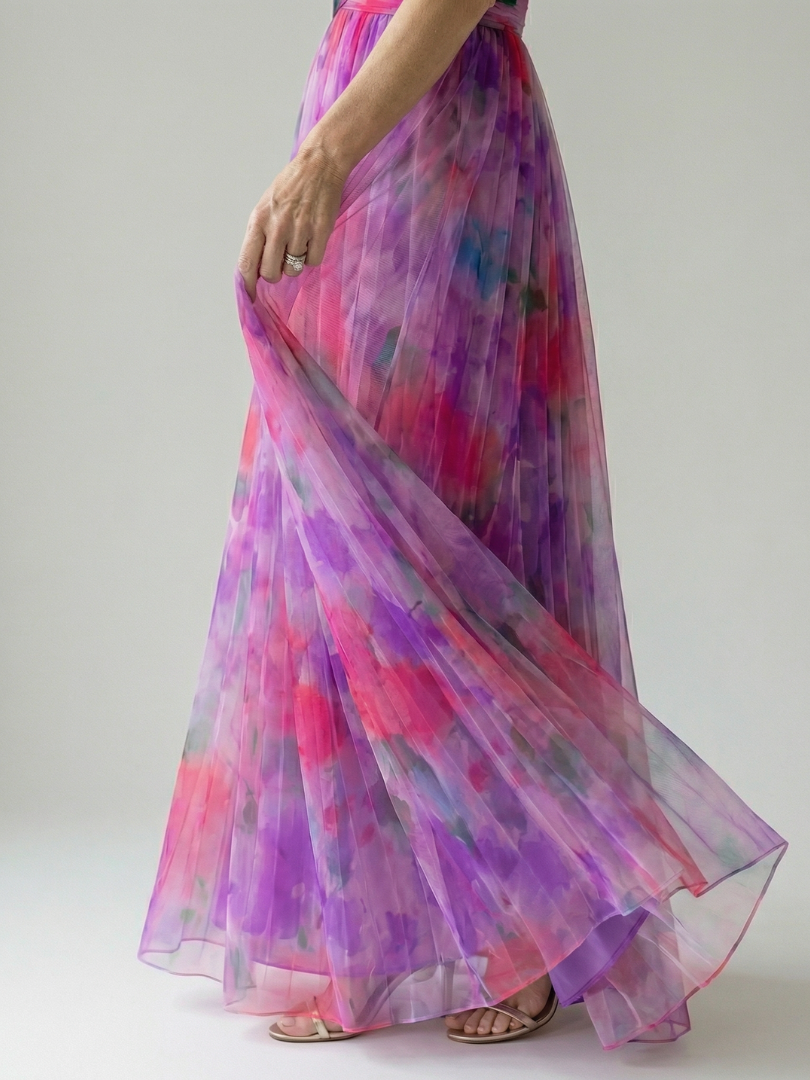Watercolor Wrap Maxi Dress