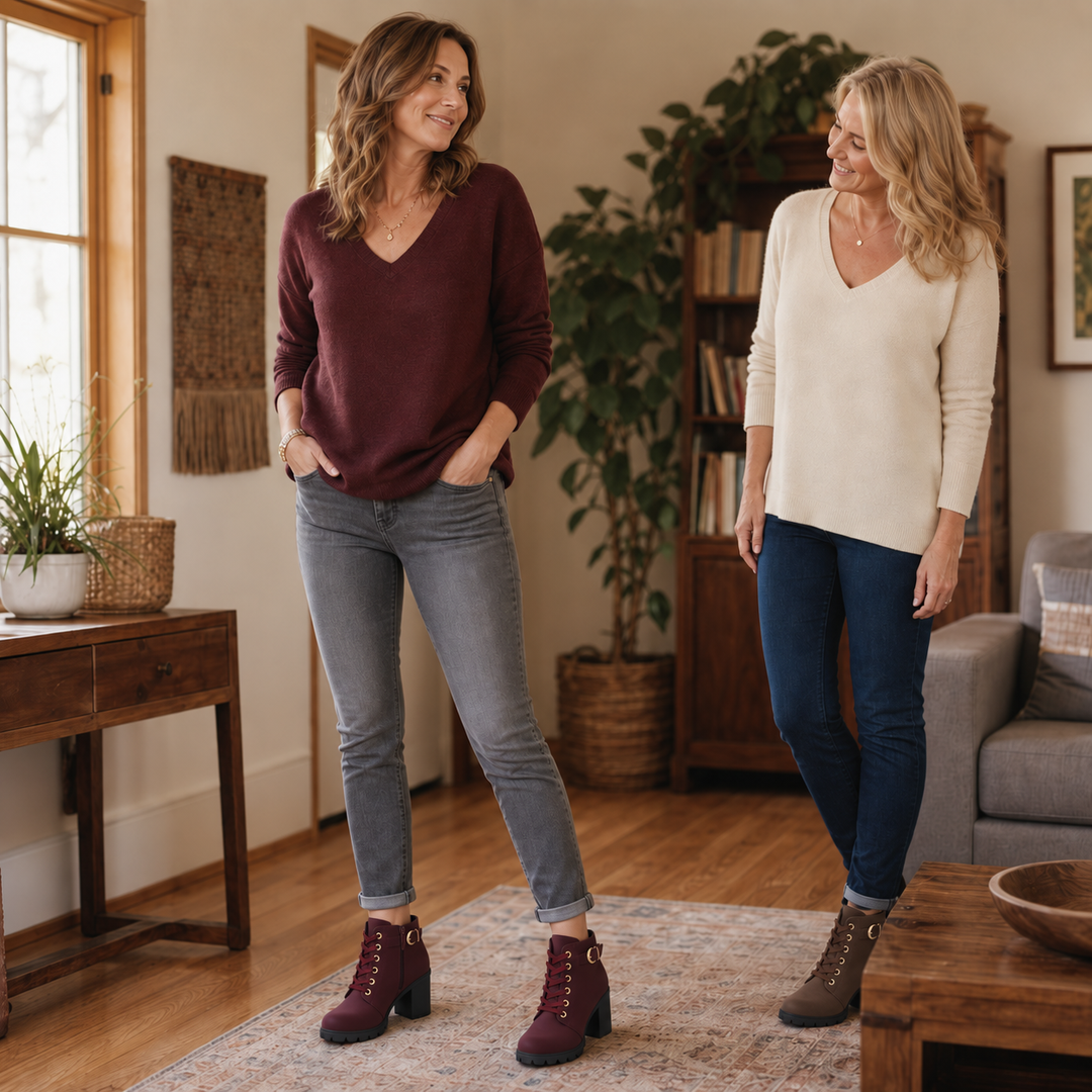 Buckle & Bold | Lace-Up Chunky Heel Ankle Boots for Women