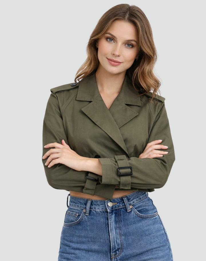 Charlotte | Chic Cropped Double-Breasted Trench Coat