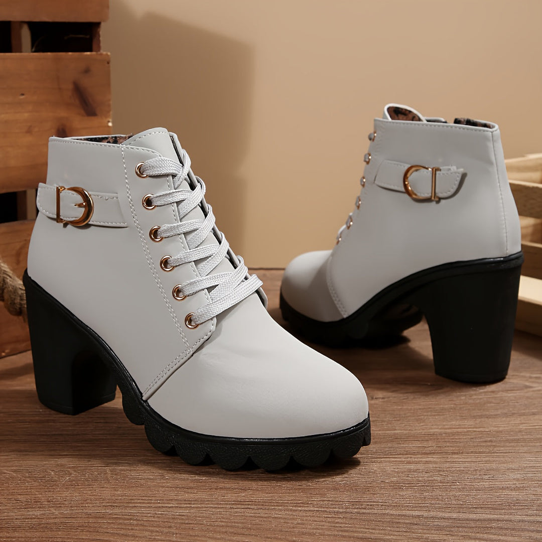 Lydia | Bottines élégantes et soignées à lacets avec talon carré