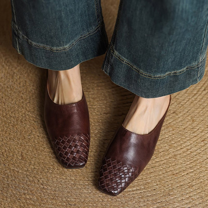 Nora | Elegant And Woven Leather Mules