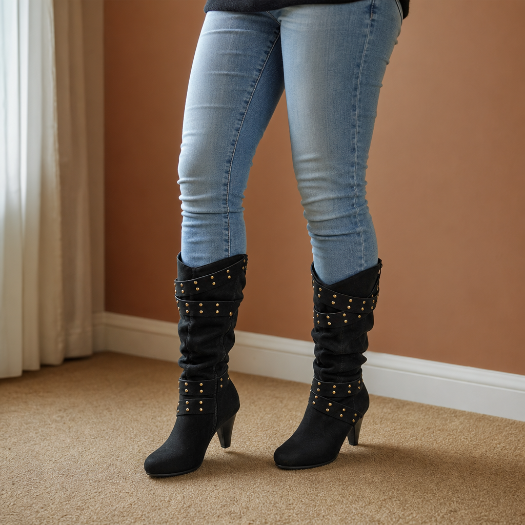 Rivella | Studded Slouch Knee-High Boots for Women