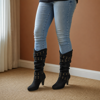Camille | Chic and Versatile Women's Studded Slouch Knee-High Boots