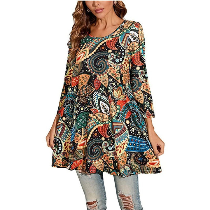 Victoria | Vibrant Geometric Mandala Print A-Line Tunic Top