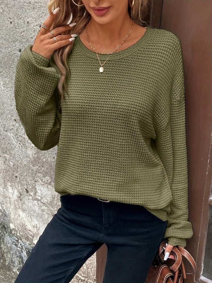 Carly | Waffle-Knit Sweater – Relaxed Comfort for Women