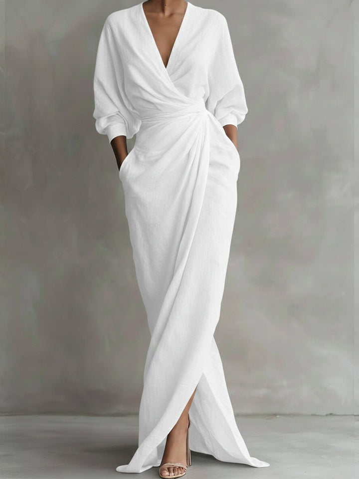 Jessica | Elegant Wrap-Style Long-Sleeved Maxi Dress