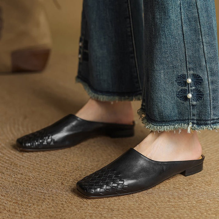 Nora | Elegant And Woven Leather Mules
