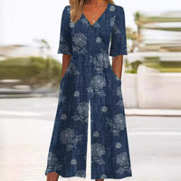 Maya | Bohemian And Comfortable Floral V-Neck Jumpsuit