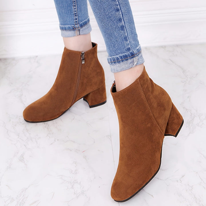 Adeline | Suede-Look Chelsea Ankle Boots with a Comfortable Low Heel