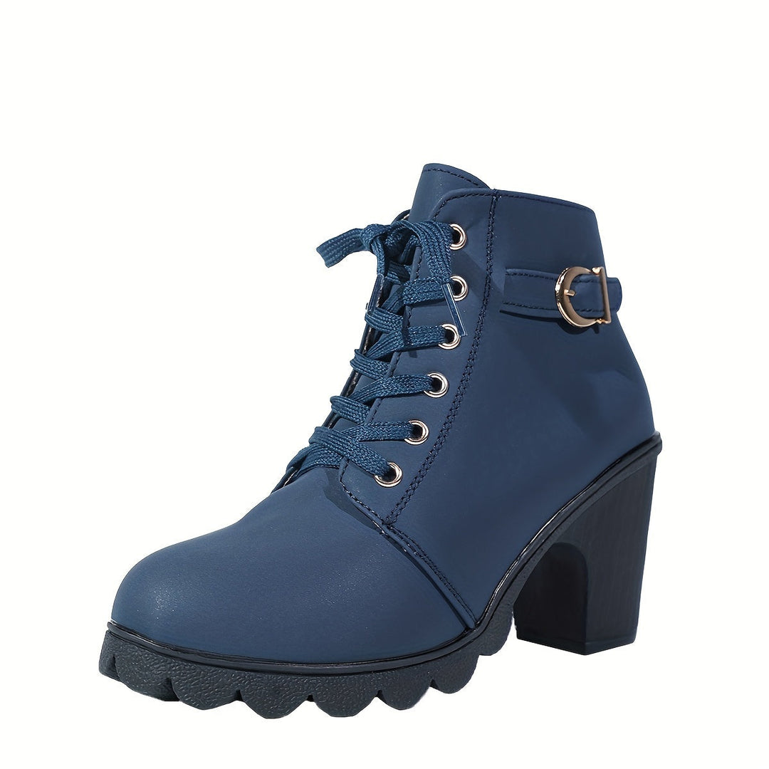 Melissa | Comfortable Lace-Up Block-Heel Ankle Boots