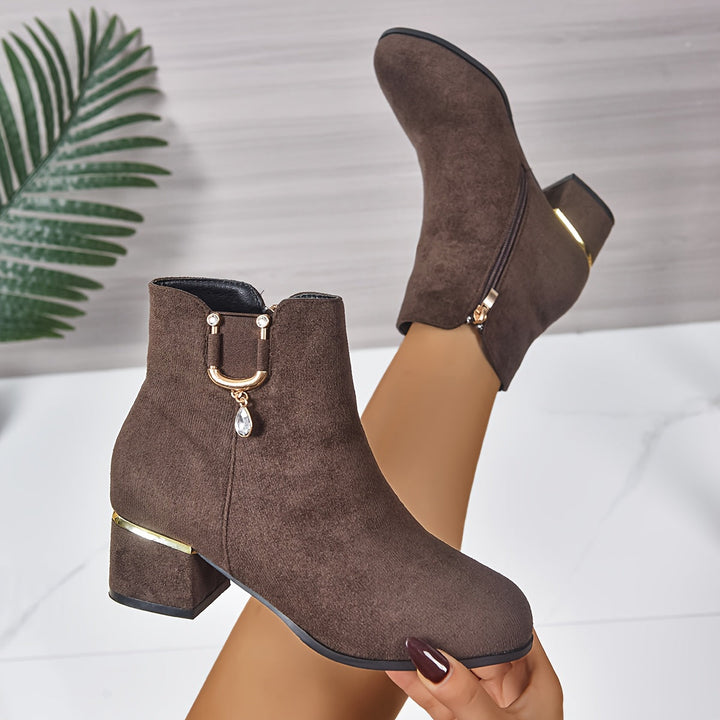 Camille | Bottines Chelsea en daim avec un talon bloc élégant