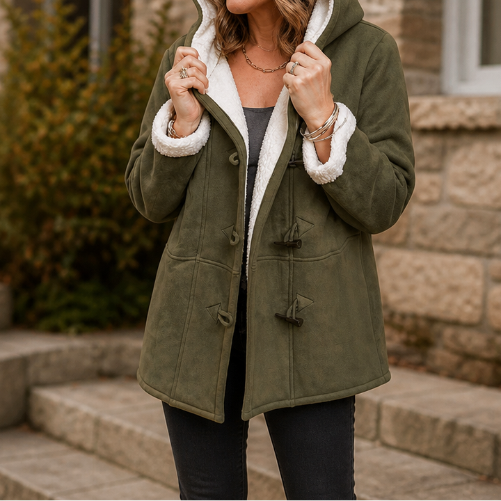 Plushbelle | Faux Shearling Hooded Winter Coat – Warm and Stylish