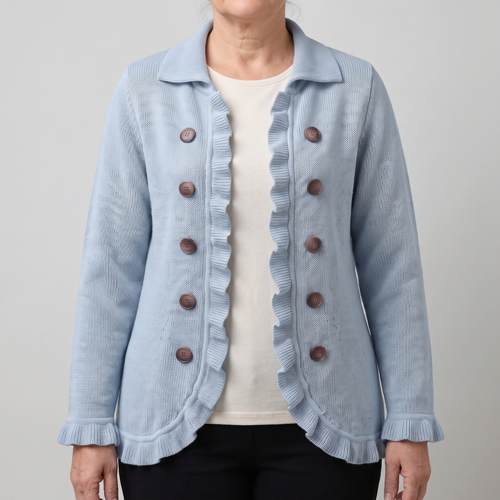 Rella | Ruffle Cardigan – Soft Cotton-Knit Blend for Women