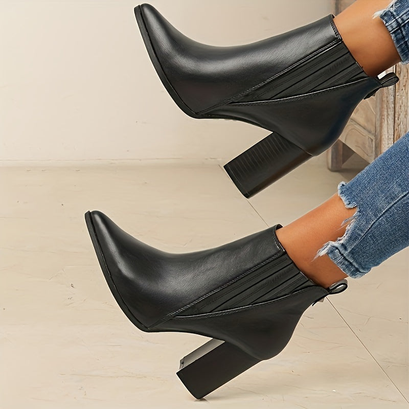 Vivienne | Chic Pointed Toe Block Heel Ankle Boots