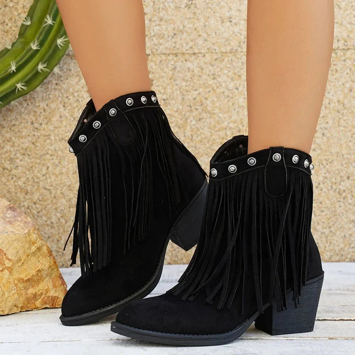 Grace | Dynamic Fringe Wide-Calf Western Cowboy Boots