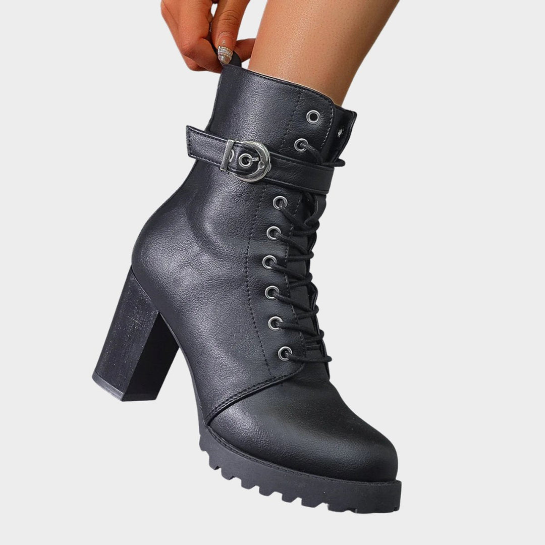 Nora | Modern And Edgy Lace-Up Combat Ankle Boots