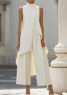 Annika | Asymmetrical High Neck Sleeveless Two-Piece Set