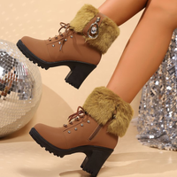 Camille | Elegant and Cozy Faux Fur Winter Snow Boots with Block Heel