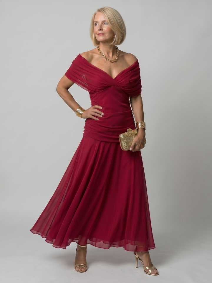 Calen | Off Shoulder Midi Dress – Lightweight and Comfortable Style for Women