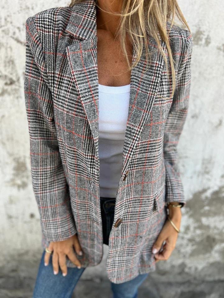 Gemma | Classic Cotton Checked Casual Blazer