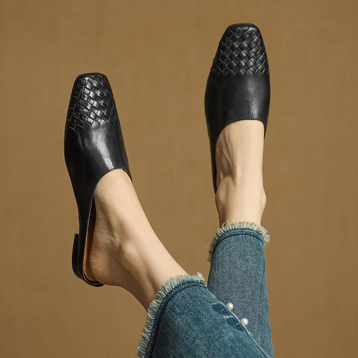 Nora | Elegant And Woven Leather Mules