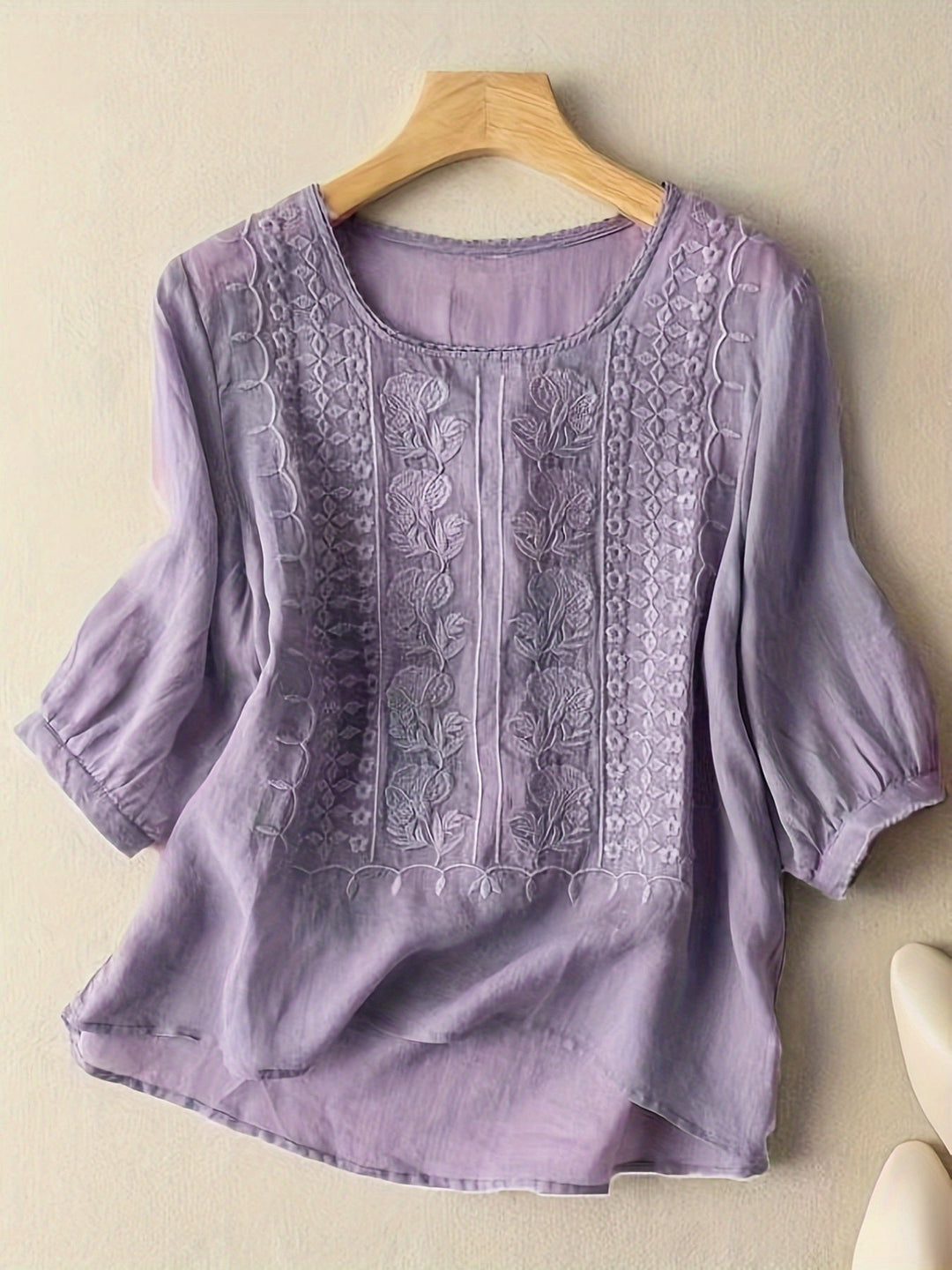 Sienna | Embroidered Scoop-Neck Blouse for Women