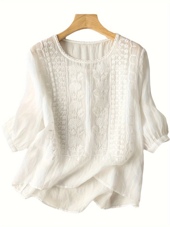 Sienna | Embroidered Scoop-Neck Blouse for Women