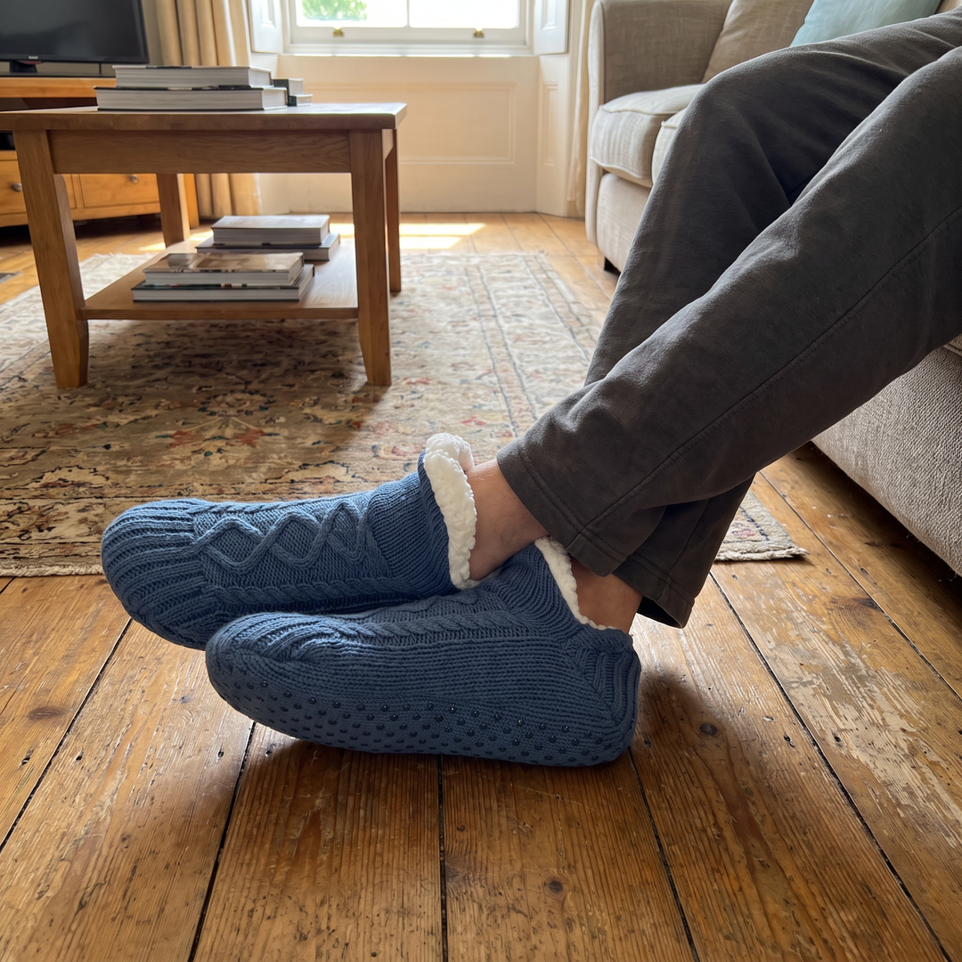Fleece Knitted Slippers | Fleece-Lined Comfort for Women
