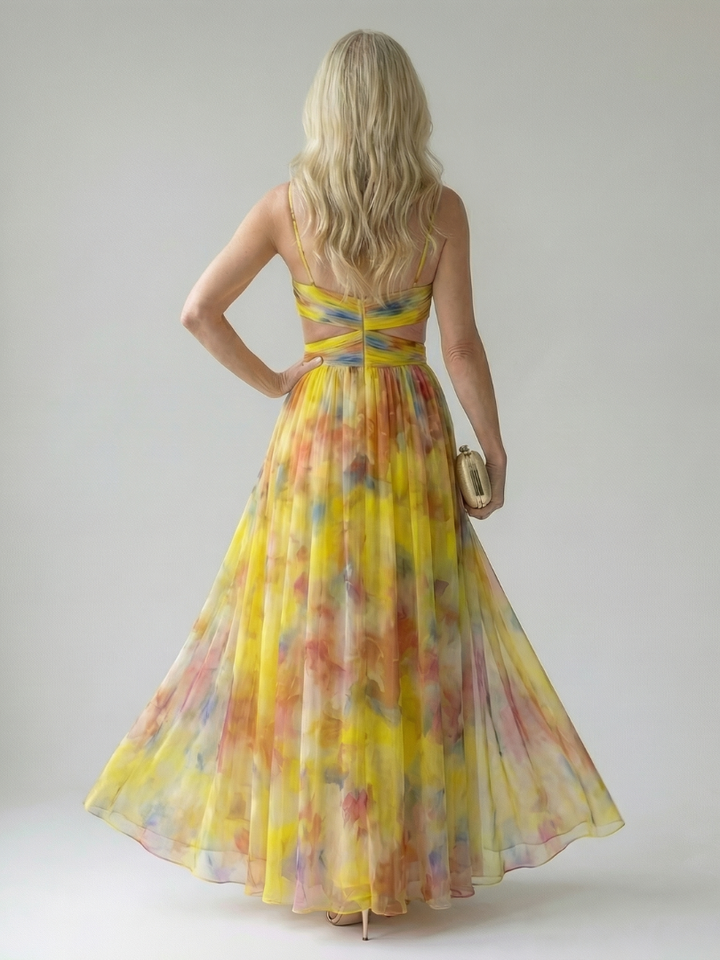 Watercolor Wrap Maxi Dress