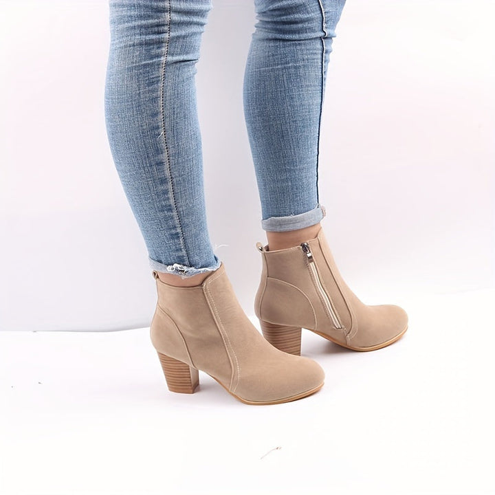 Elena | Versatile Suede-Look Ankle Boots with a Stacked Block Heel