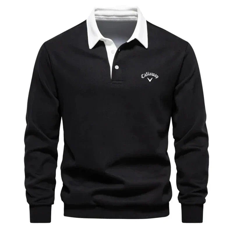 Ethan | Refined And Modern Contrast Collar Knit Polo Sweater