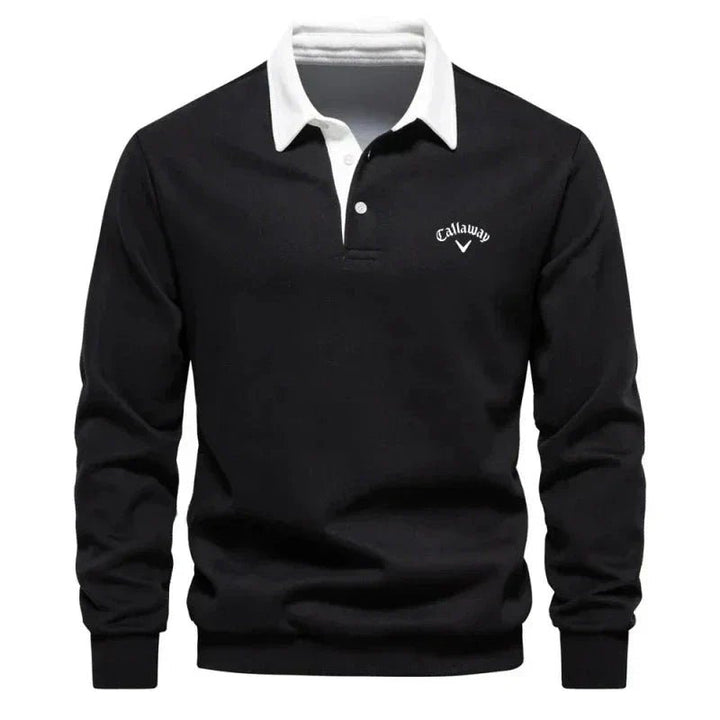 Ethan | Refined And Modern Contrast Collar Knit Polo Sweater