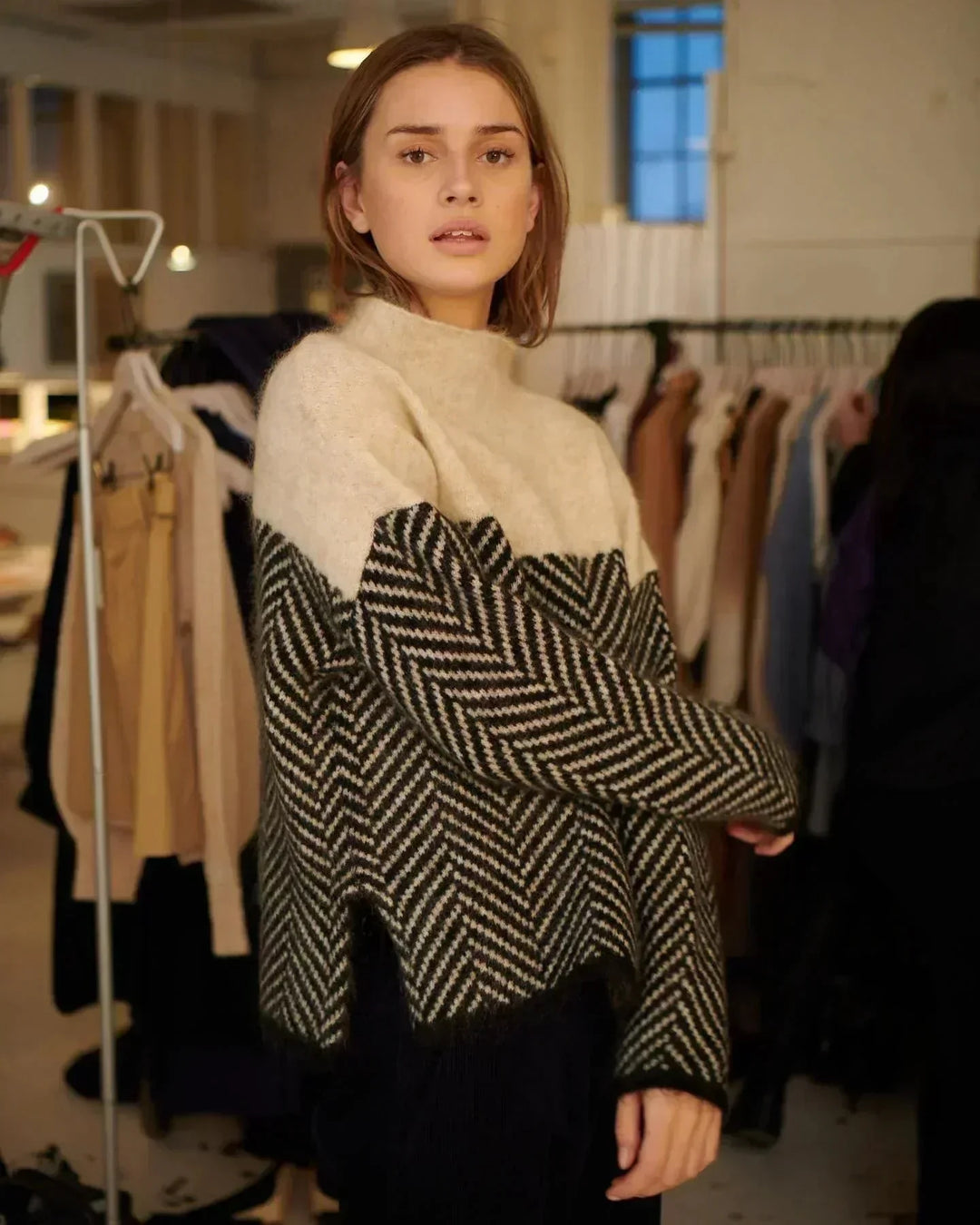 Seraphina | Elegant And Cozy Chevron Turtleneck Sweater