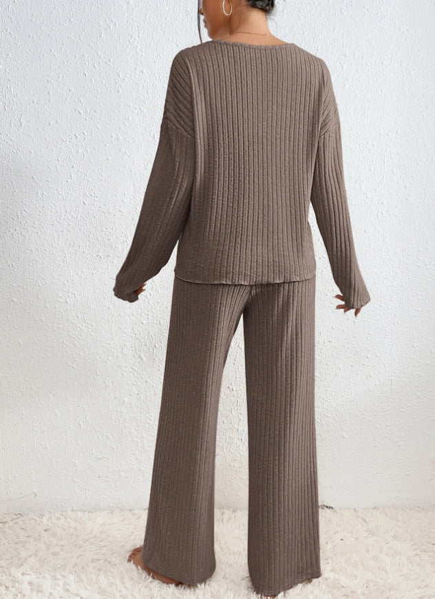Seraphina | Soft Ribbed Knit V-Neck Two Piece Set